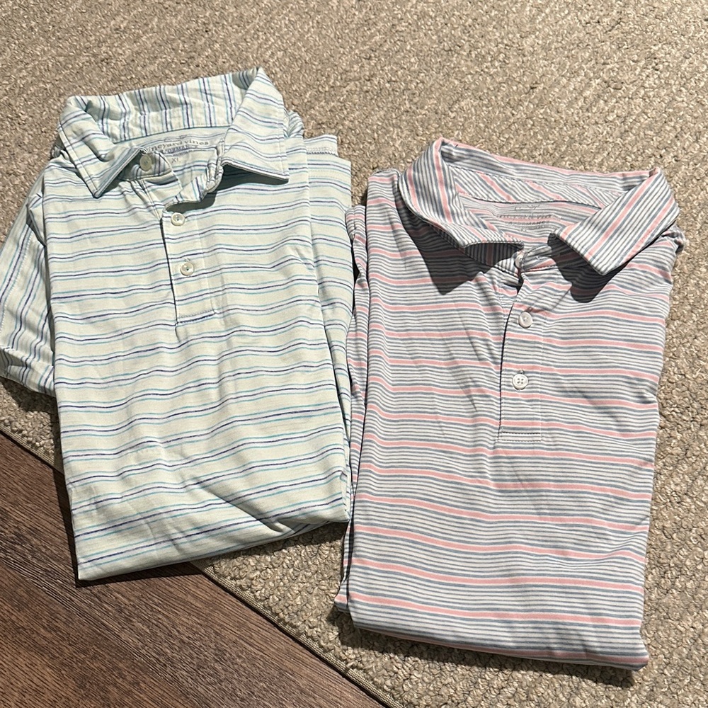 Vineyard Vines Mens Polo Shirts - Blue and Pink Stripes